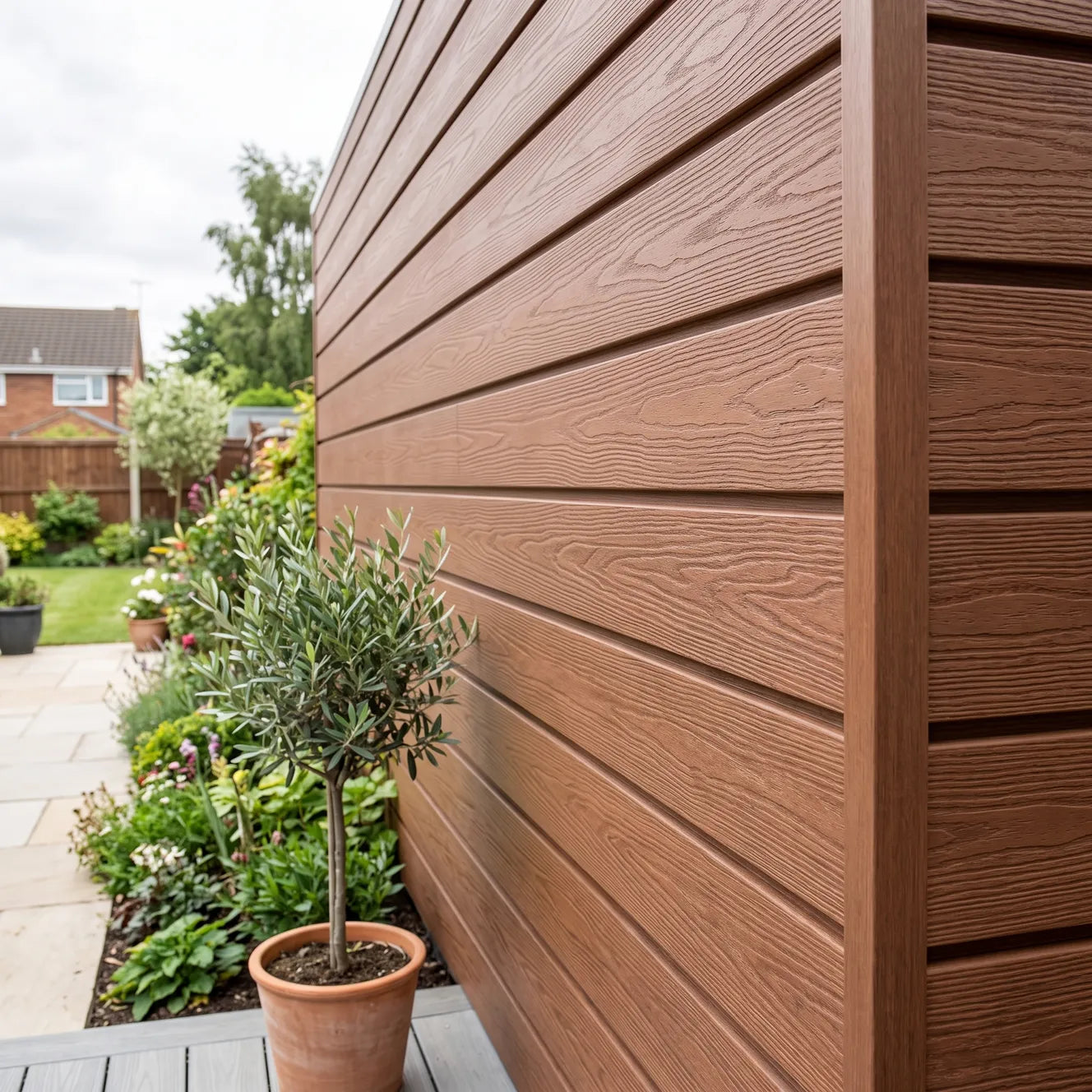 Red Brown Composite Woodgrain Cladding